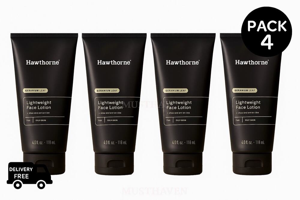 Hawthorne Lightweight Face Lotion for Oily Skin, Aloe & Vitamin B3, 4 oz, 4 Pack